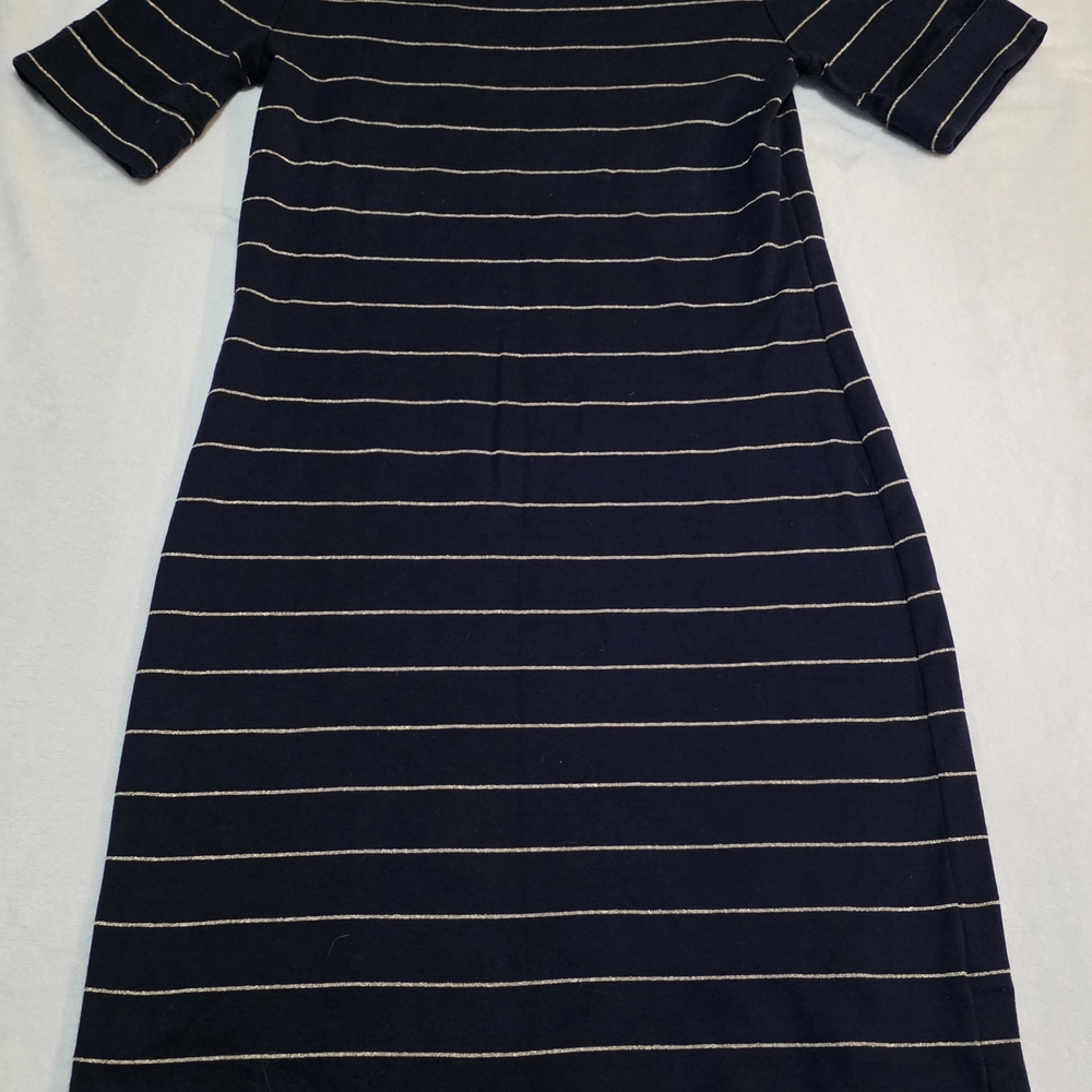 Ralph Lauren Navy and Gold Striped Long Sleeve Dress